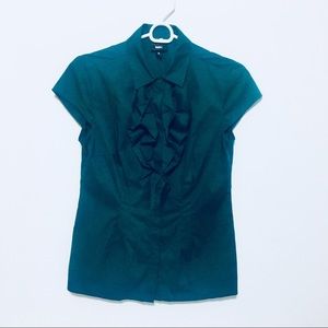 Mossimo Teal ruffle Button Up blouse